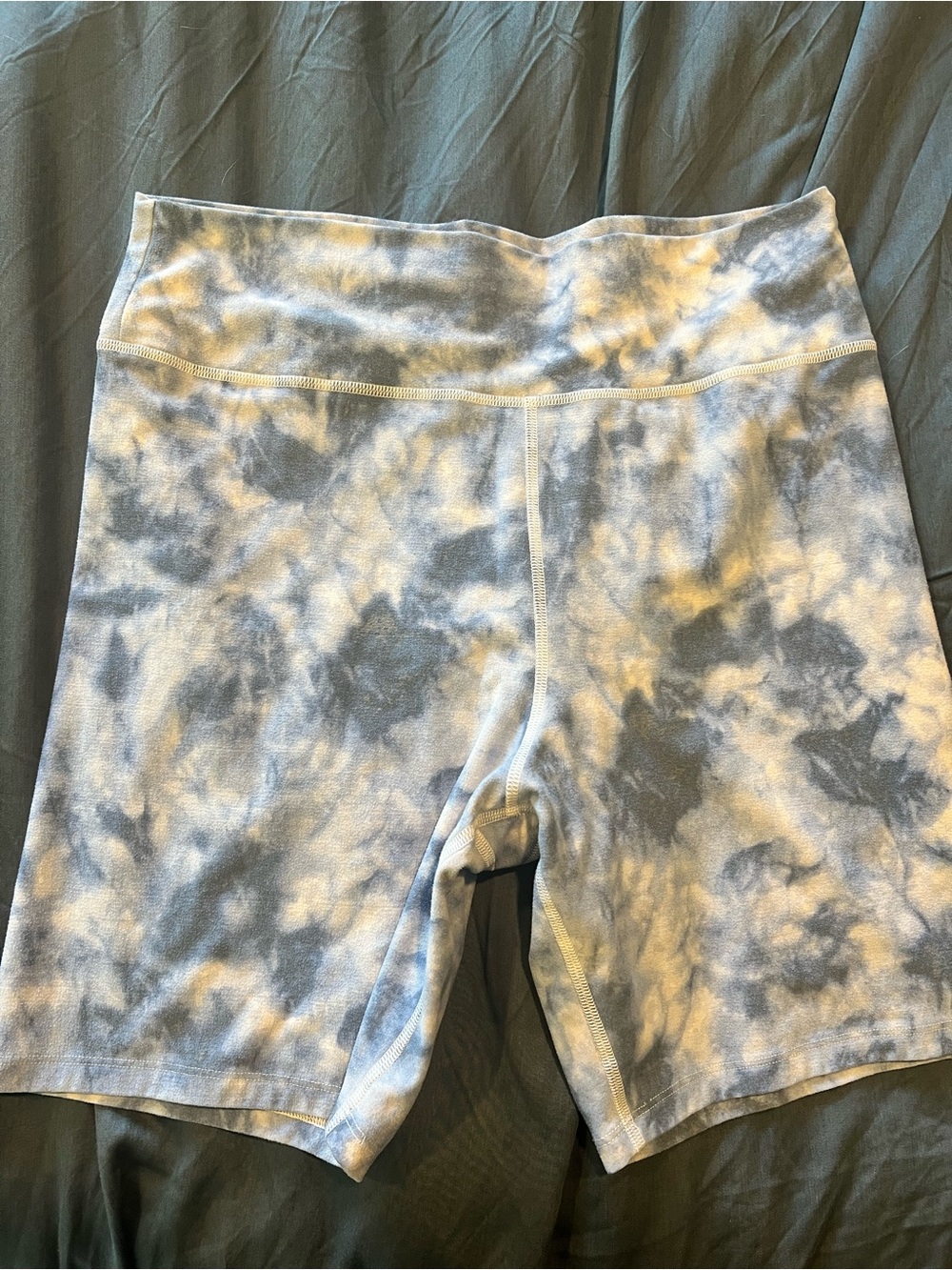 Abercrombie & Fitch Women's Tie-Dye Bike Shorts - Light Blue & White
